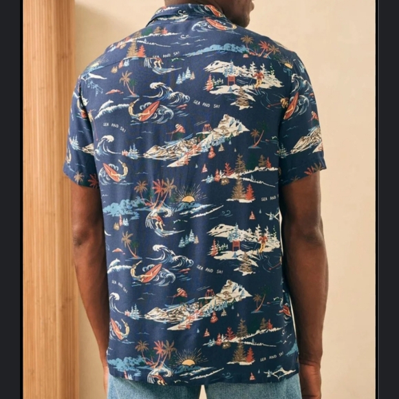 Faherty Other - 317. Faherty Rayon Camp Shirt | Color: Navy Sea To Ski